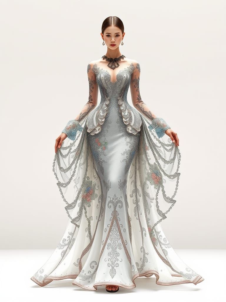 Elegant Woman in Wearable Art Dress