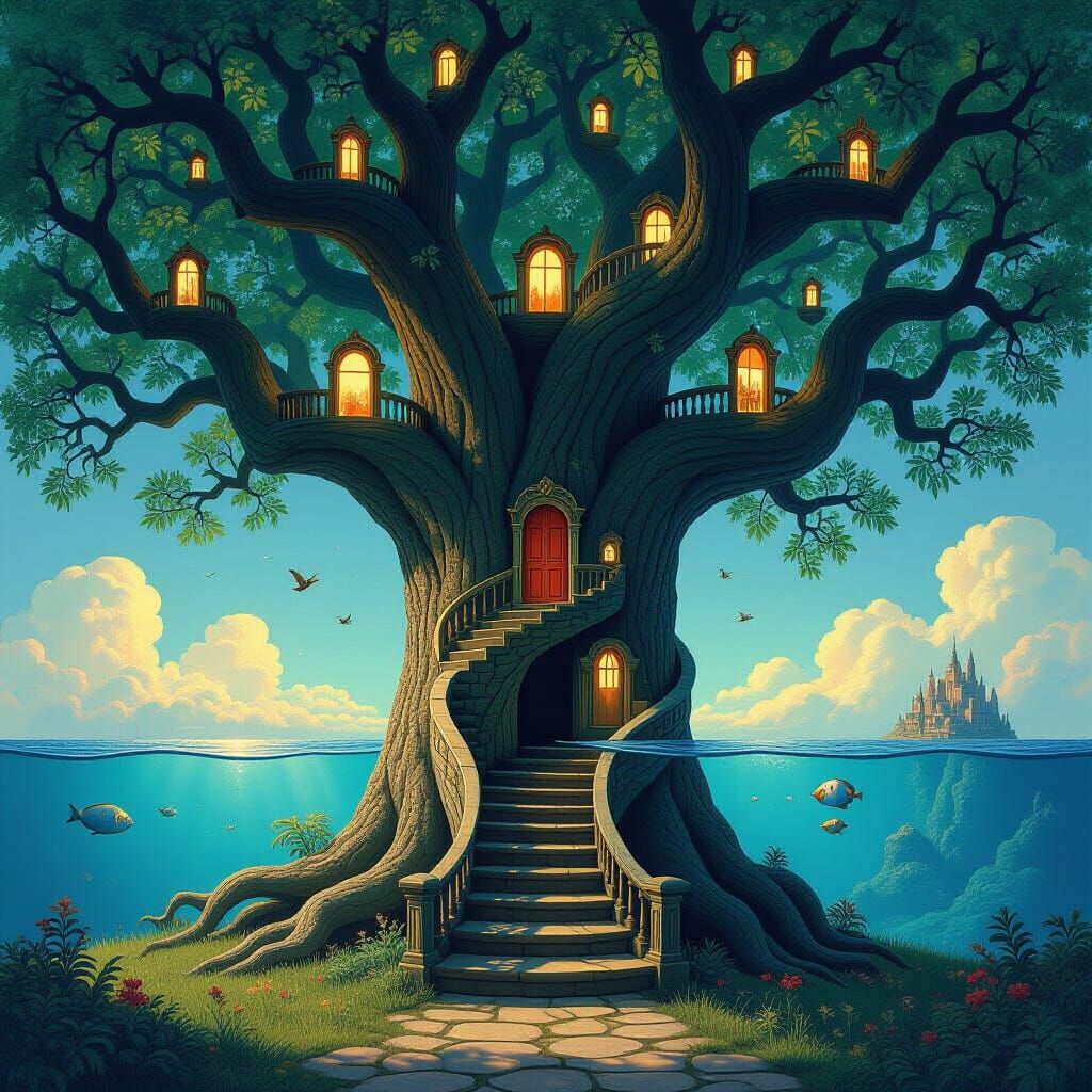 Dream Tree: Staircase to Surreal Dreamscapes