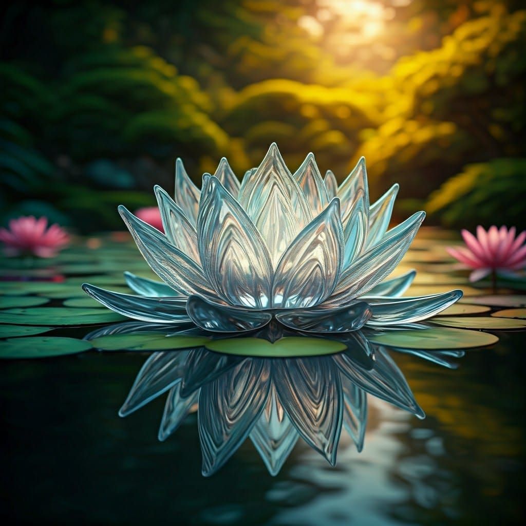Water Lotus Blossom in Japanese Garden
