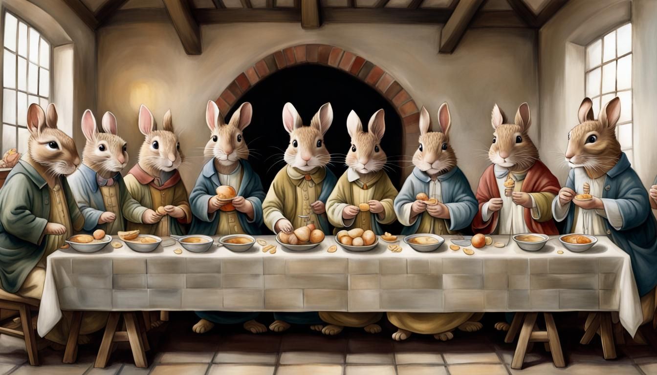 The Last Supper in Beatrix Potter Style