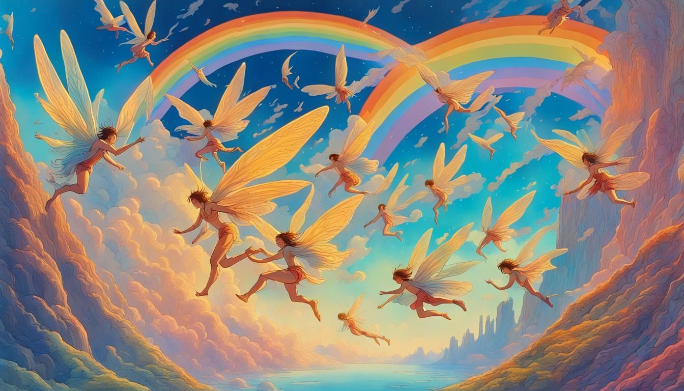 Fairies in Flight: A Fantastic Scene Inspired by Ghibli