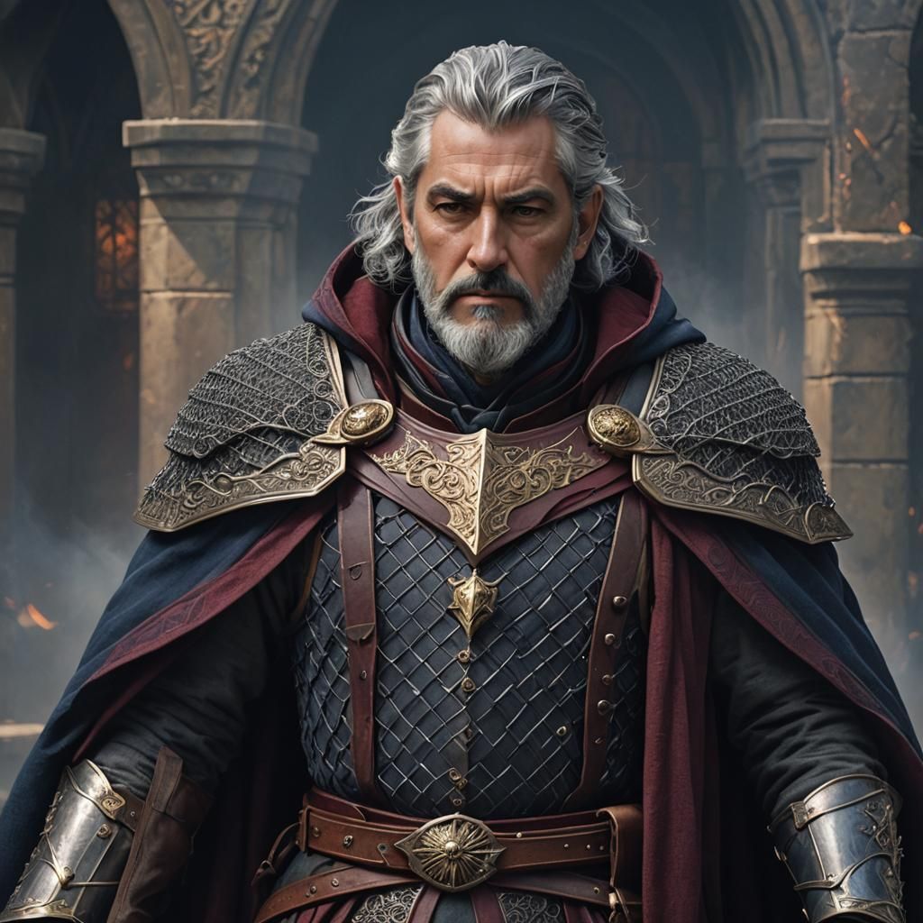 Noble Warrior in Chainmail Armor, Dark Fantasy Art