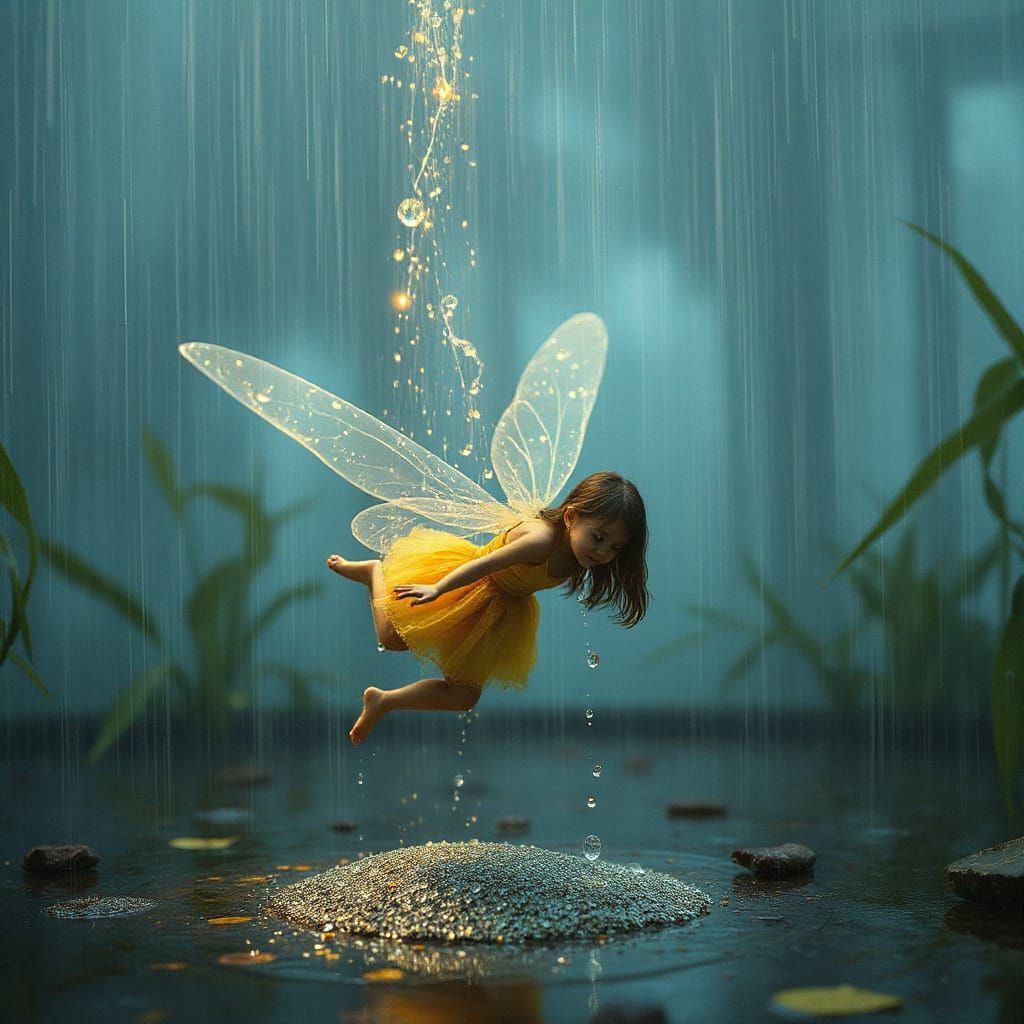 Fairy Caught in a Whirlwind of Rain