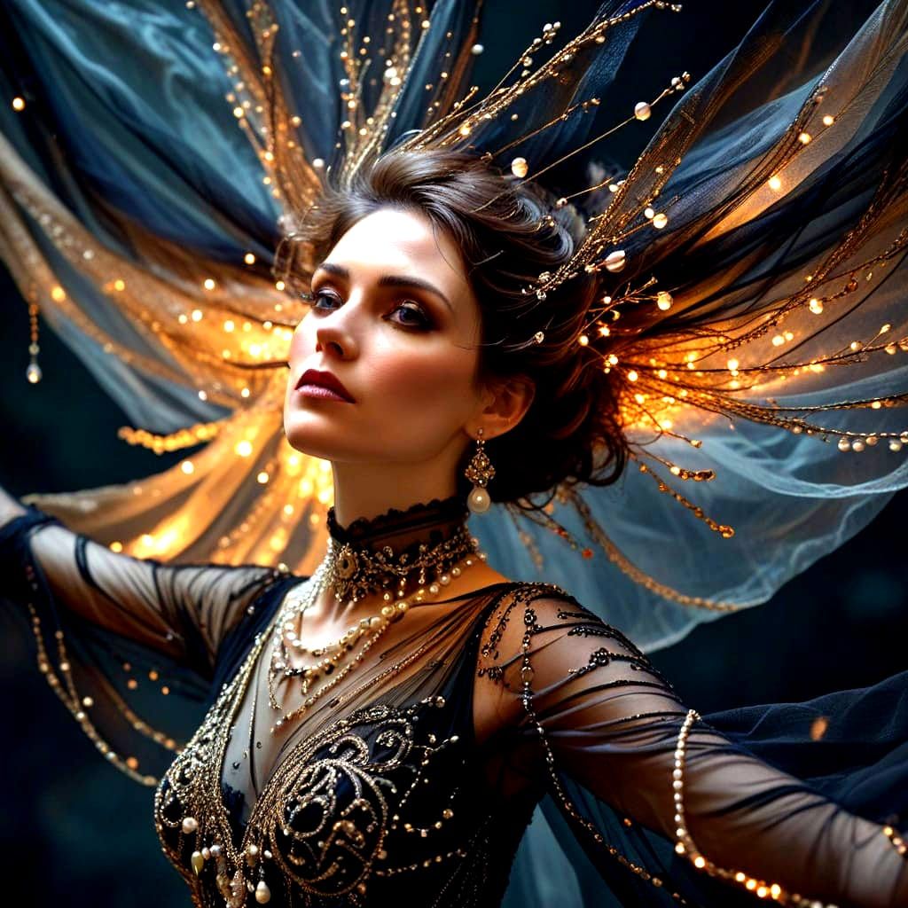 Serene Woman in Contemplation, Dark Romanticism Style