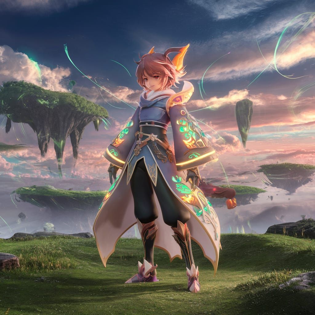 Anime Character on Ethereal Battlefield in 3D