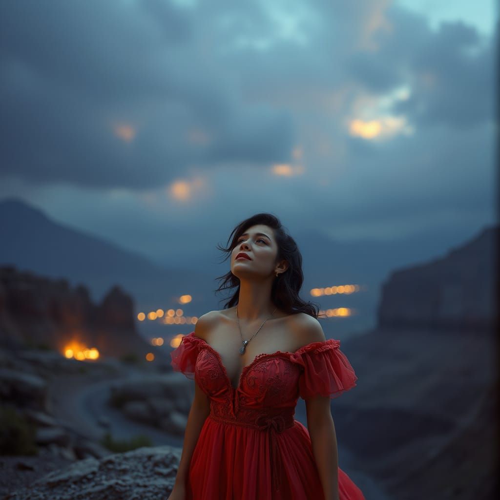 Epic Cinematic Oil Painting of a Heartbroken Lady