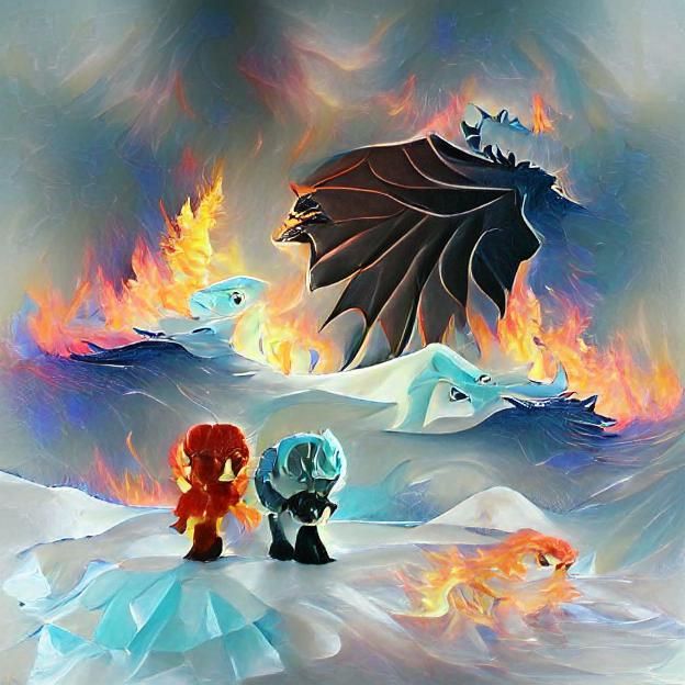 Dramatic Fire and Ice Elemental Landscape