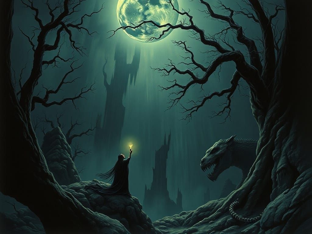 Eldritch Art Nouveau Darkness in Dark Academia Style