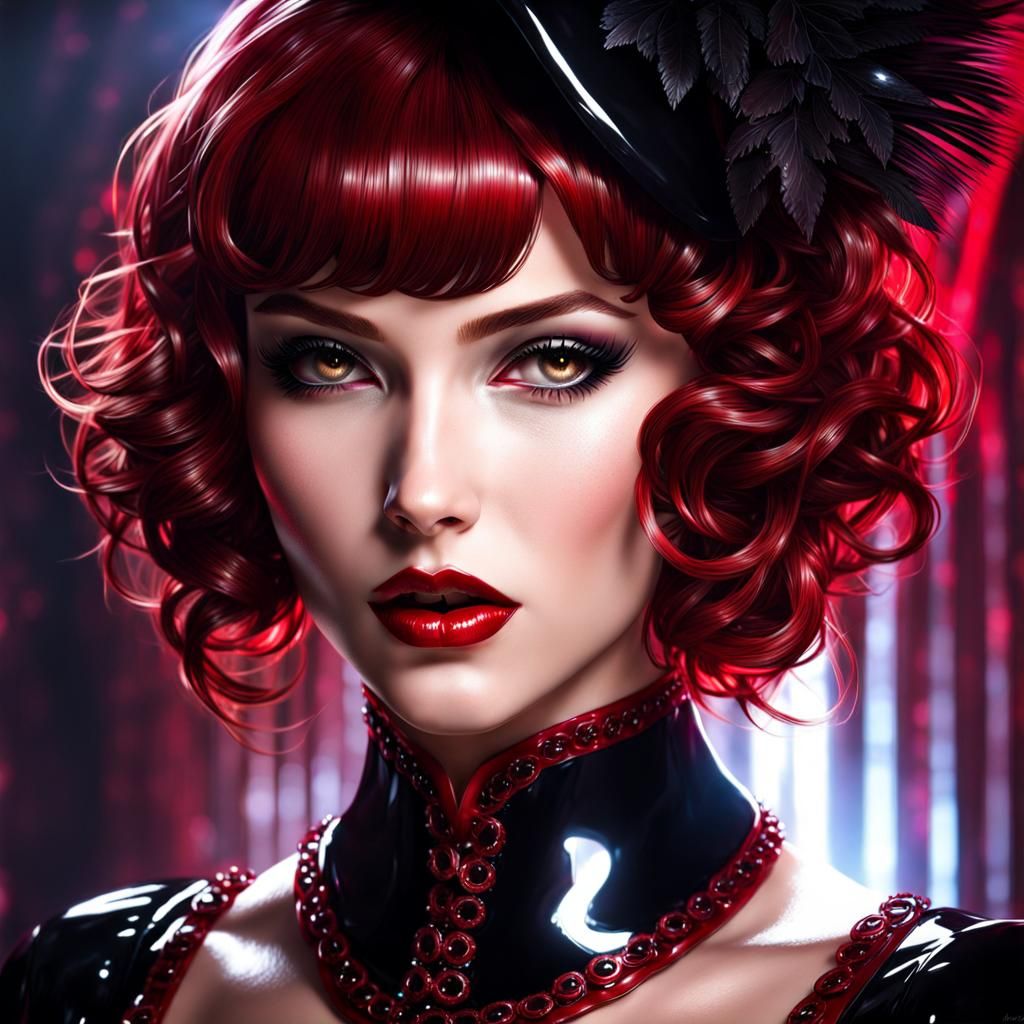 Beautiful Mistress in Dark Latex: Splash Art