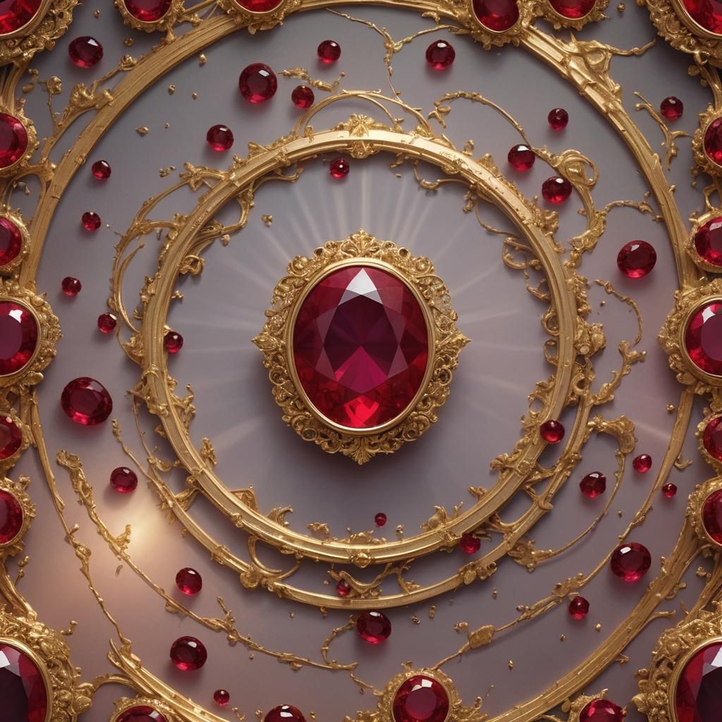 Golden Halo Ruby on Silk: Digital Matte Painting