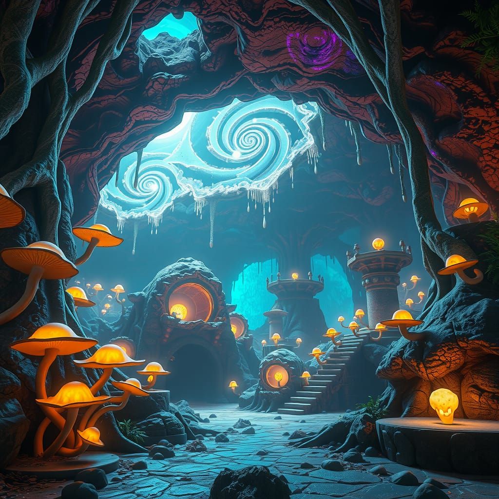 Mysterious Goon Cave in Mystical Fantasy Realm