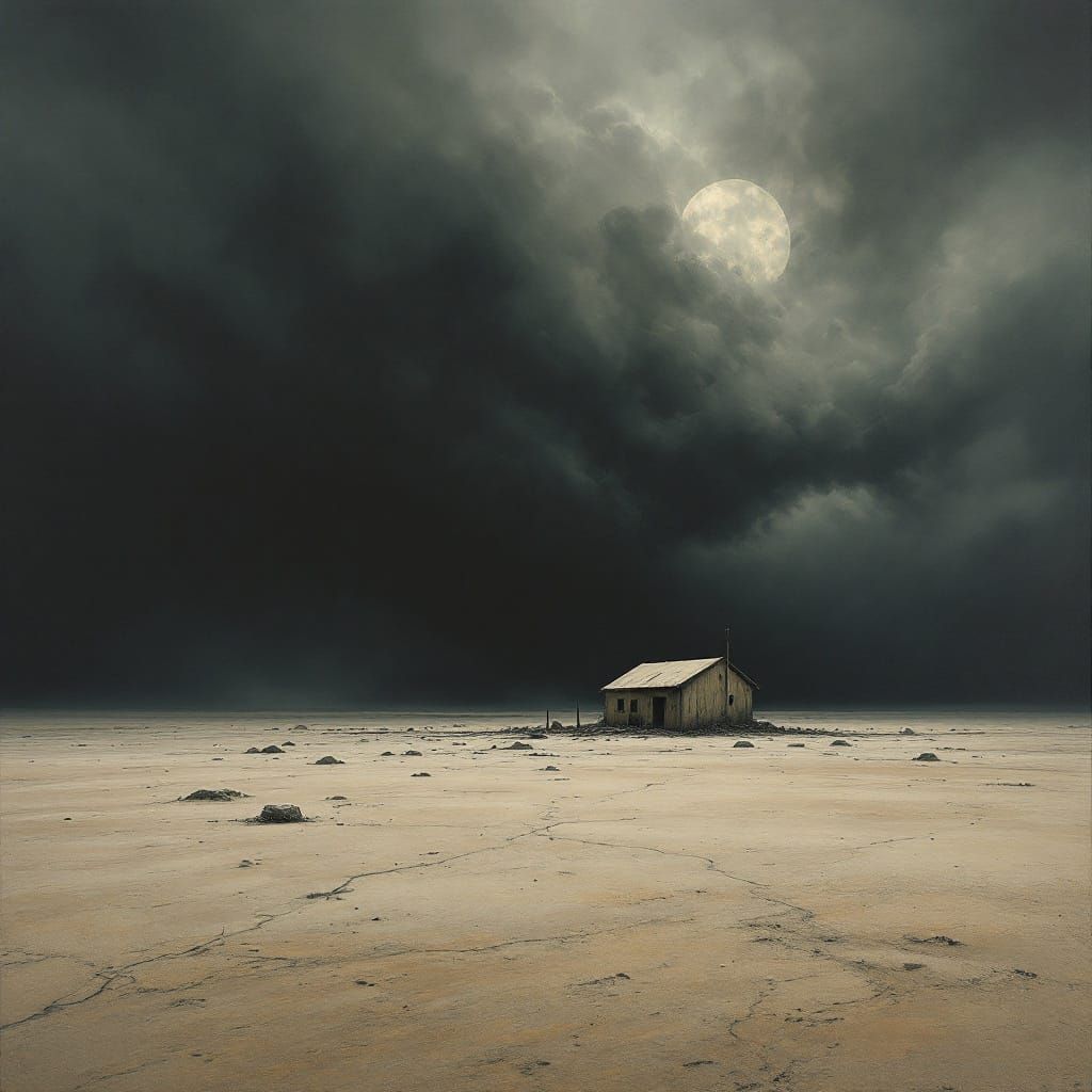 Abandoned Ruins Under Turbulent Skies