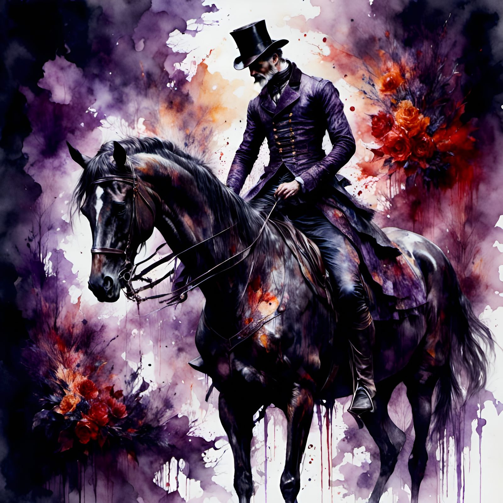 Macabre Ballerina in Van Gogh Watercolor Style