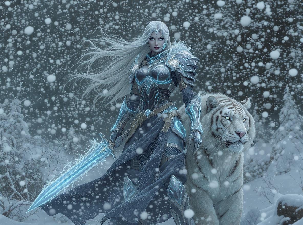 Female Winter Knight and Companion
