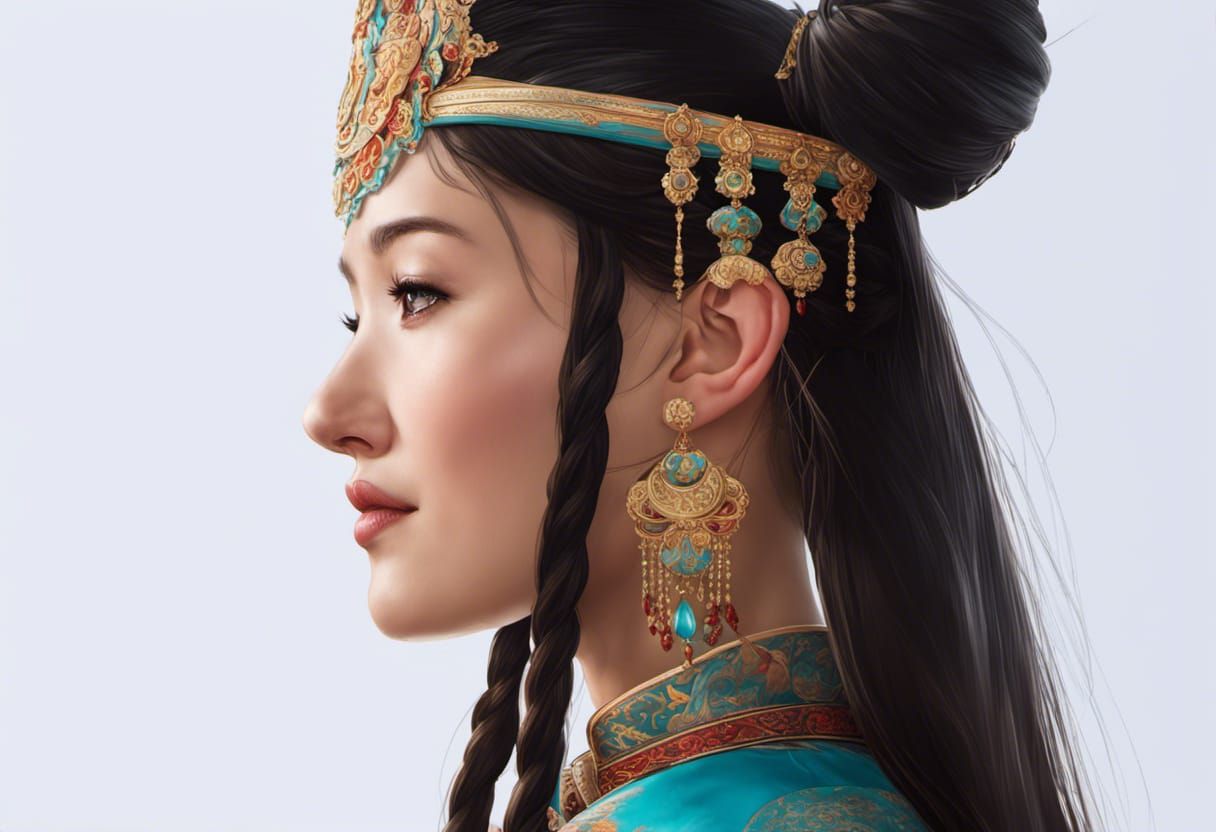 Mongolian Bride Portrait in Traditional Dress