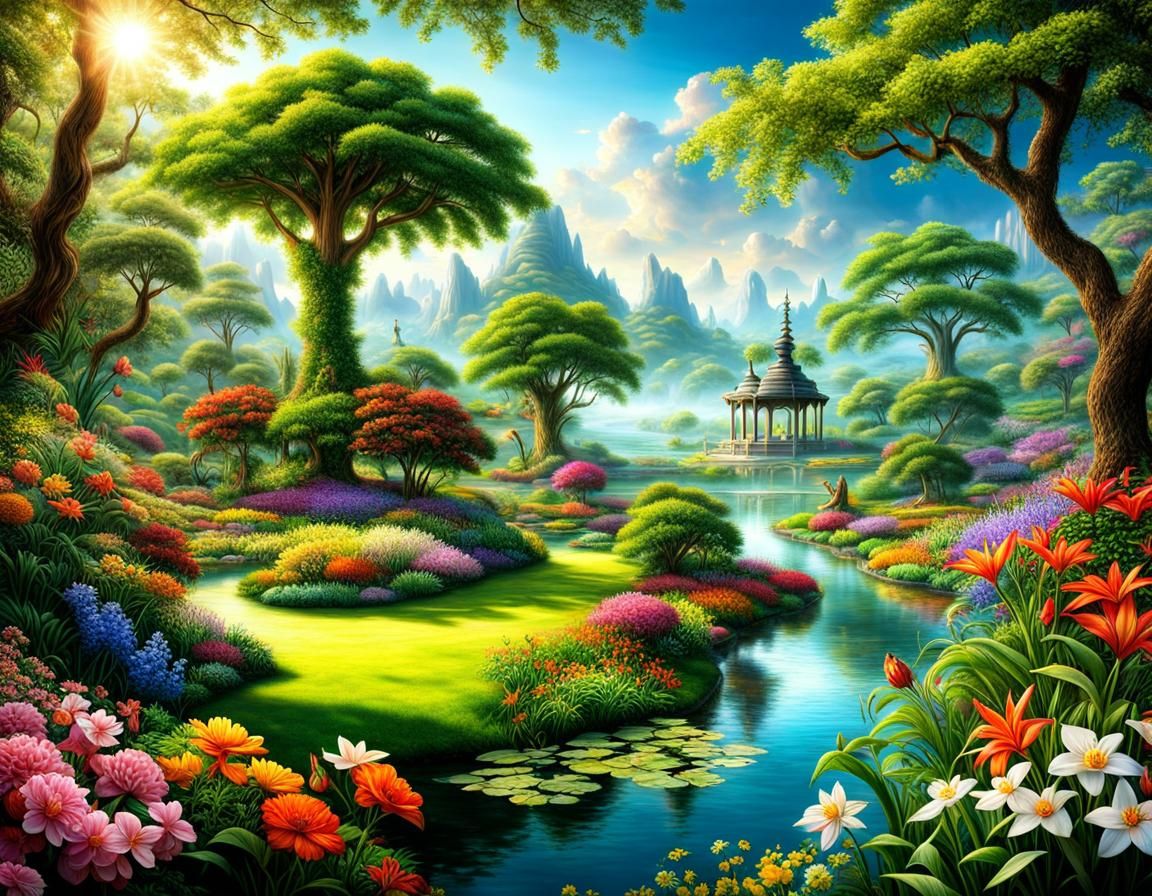 Hyperrealistic Garden of Eden Utopia