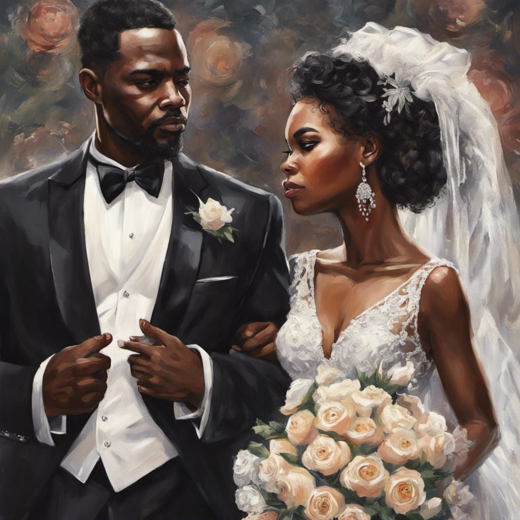 African American Couple's Hyperrealistic Wedding Portrait