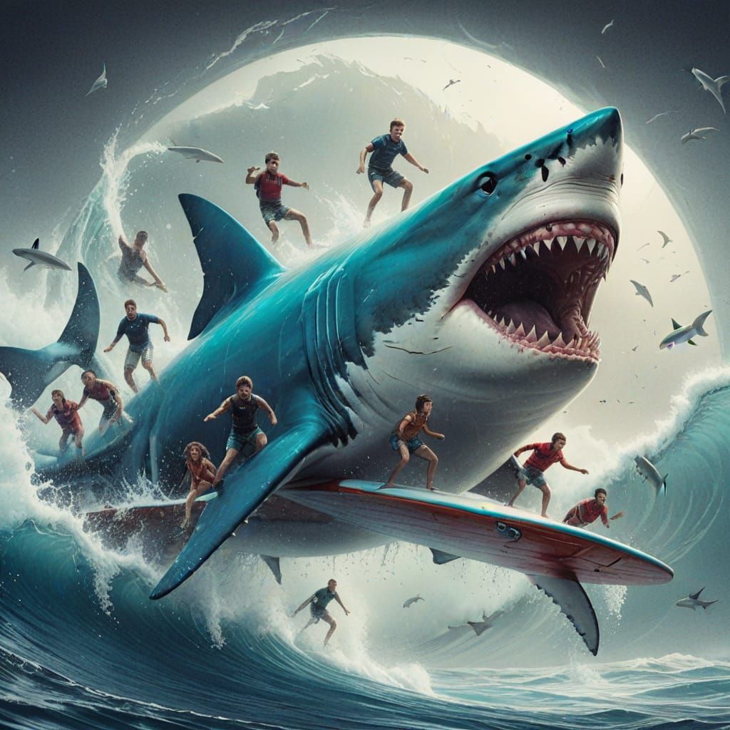 A Shark Cruises the Waves in a Thrilling Surf Scene