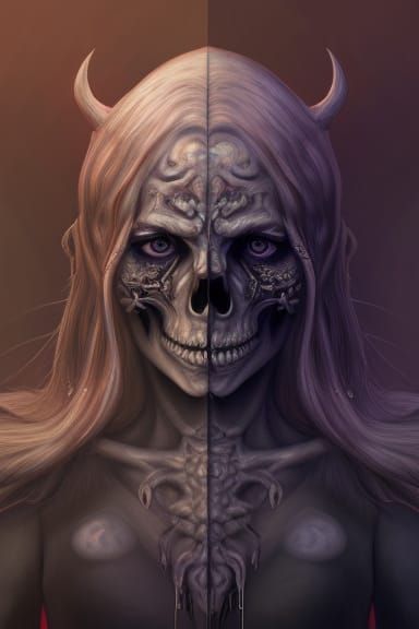 Skull Demon Sorcerer Portrait in Gothic Art Style