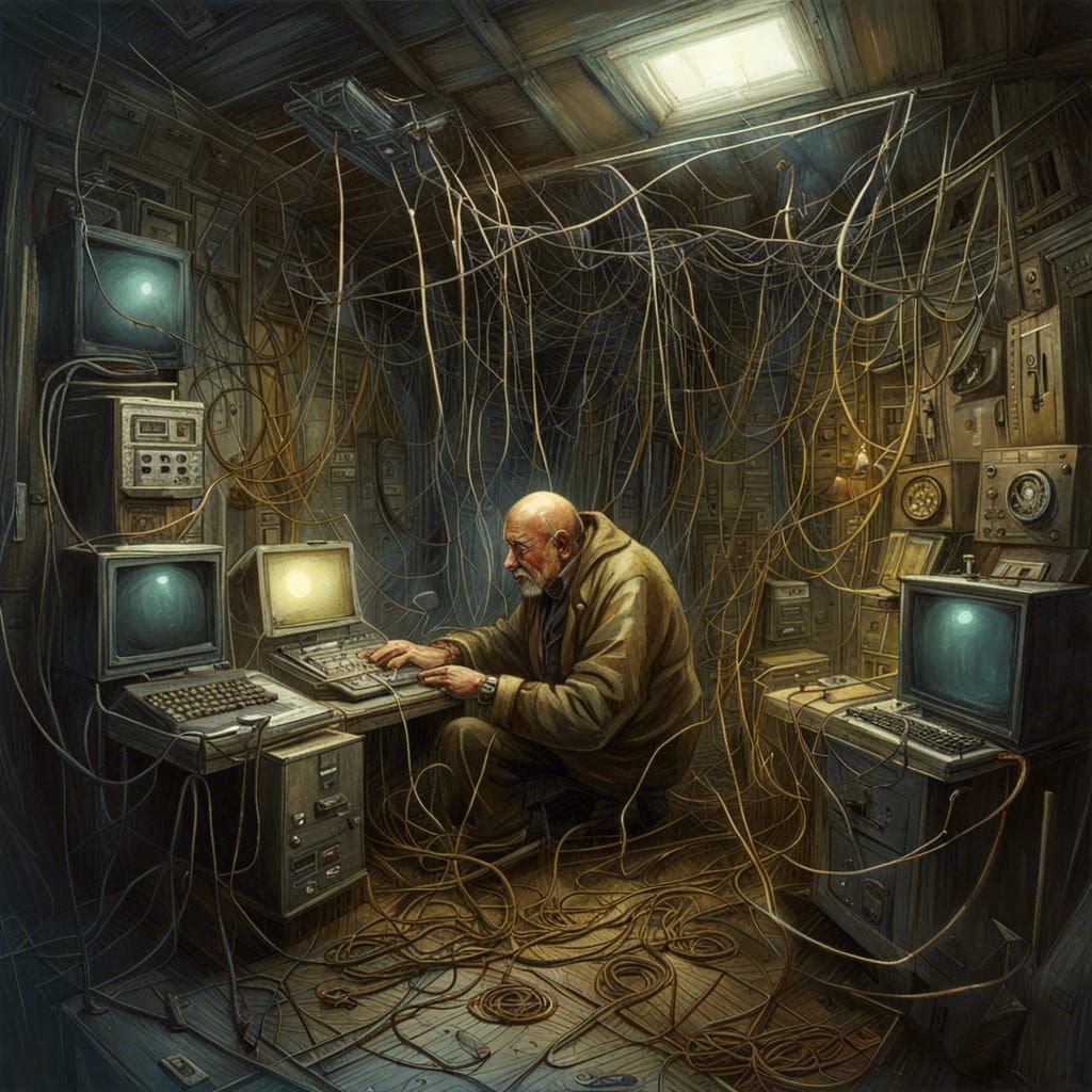 Intricate Sci-Fi Horror Artwork of Wires