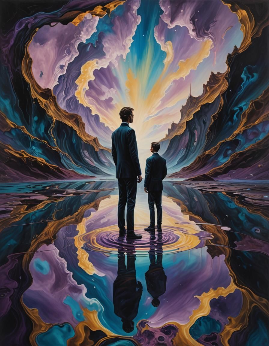 Mirrored Reflections in a Surrealist Oil Painting