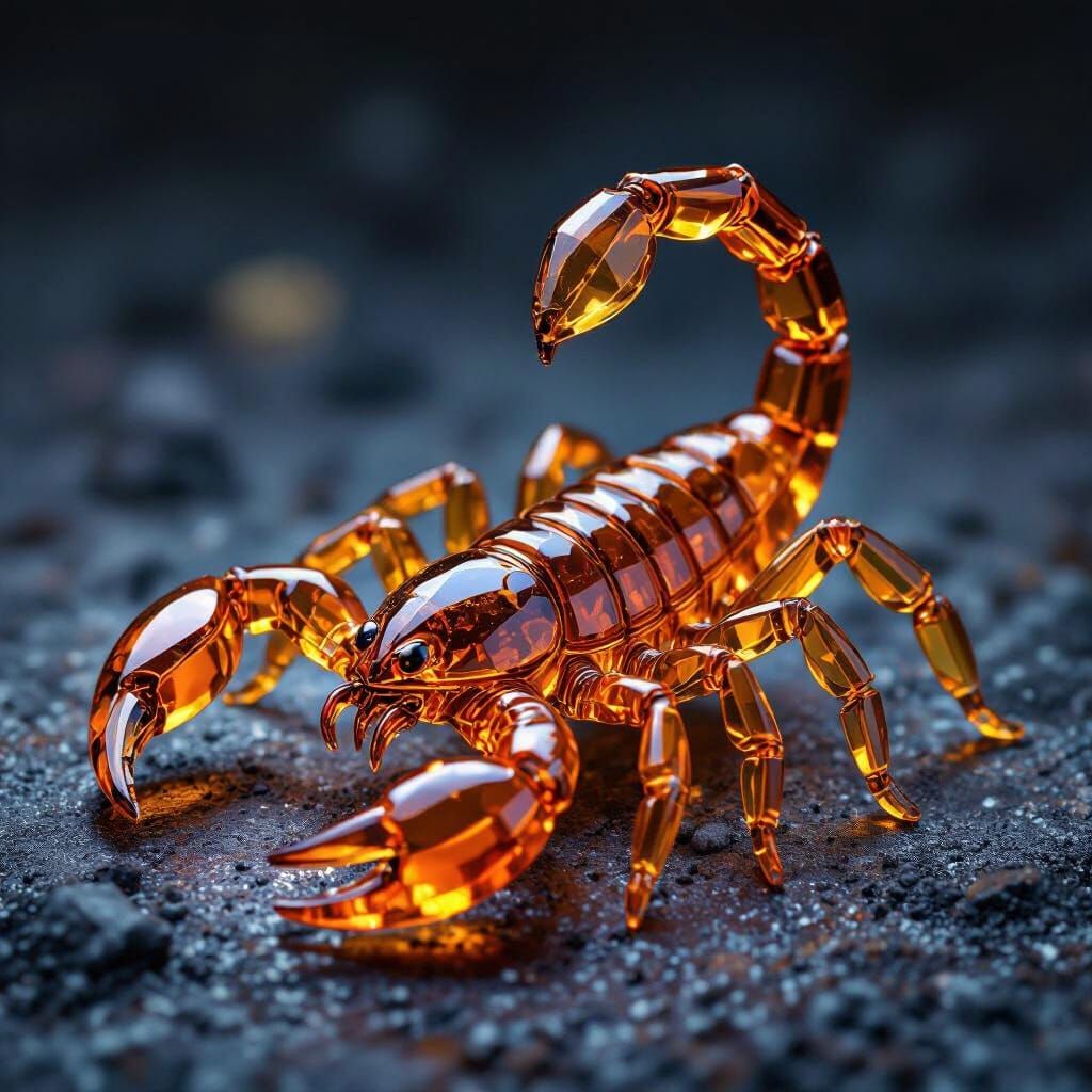 Amber Crystal Scorpion Sculpture
