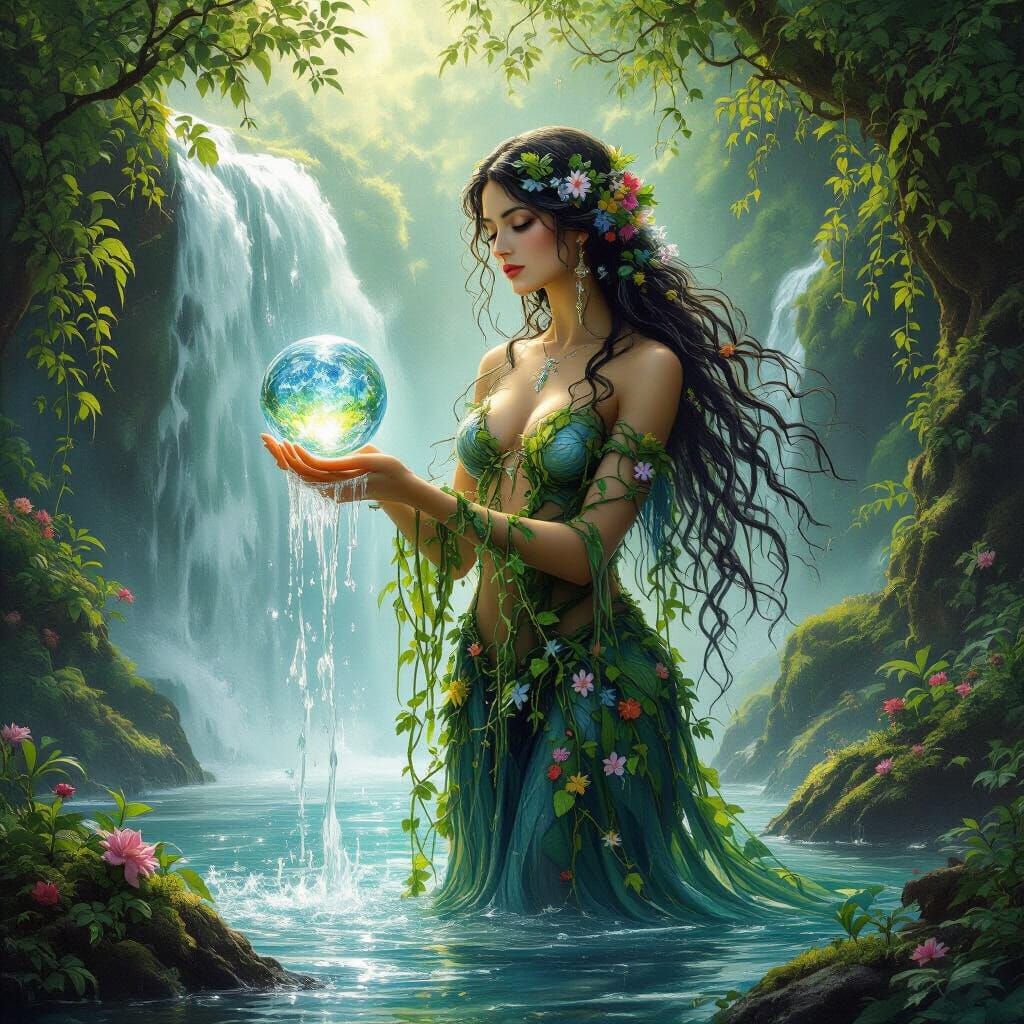 Goddess of Water and Earth in Painterly Style