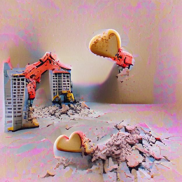 Lovers in a Demolished Landscape: Digital Art