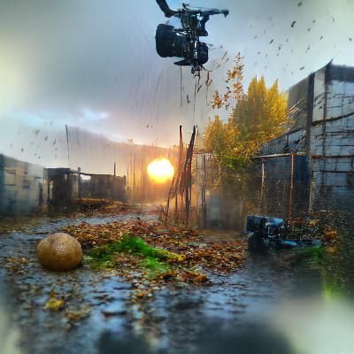 Post-Apocalyptic Cityscape in Rainy Autumn