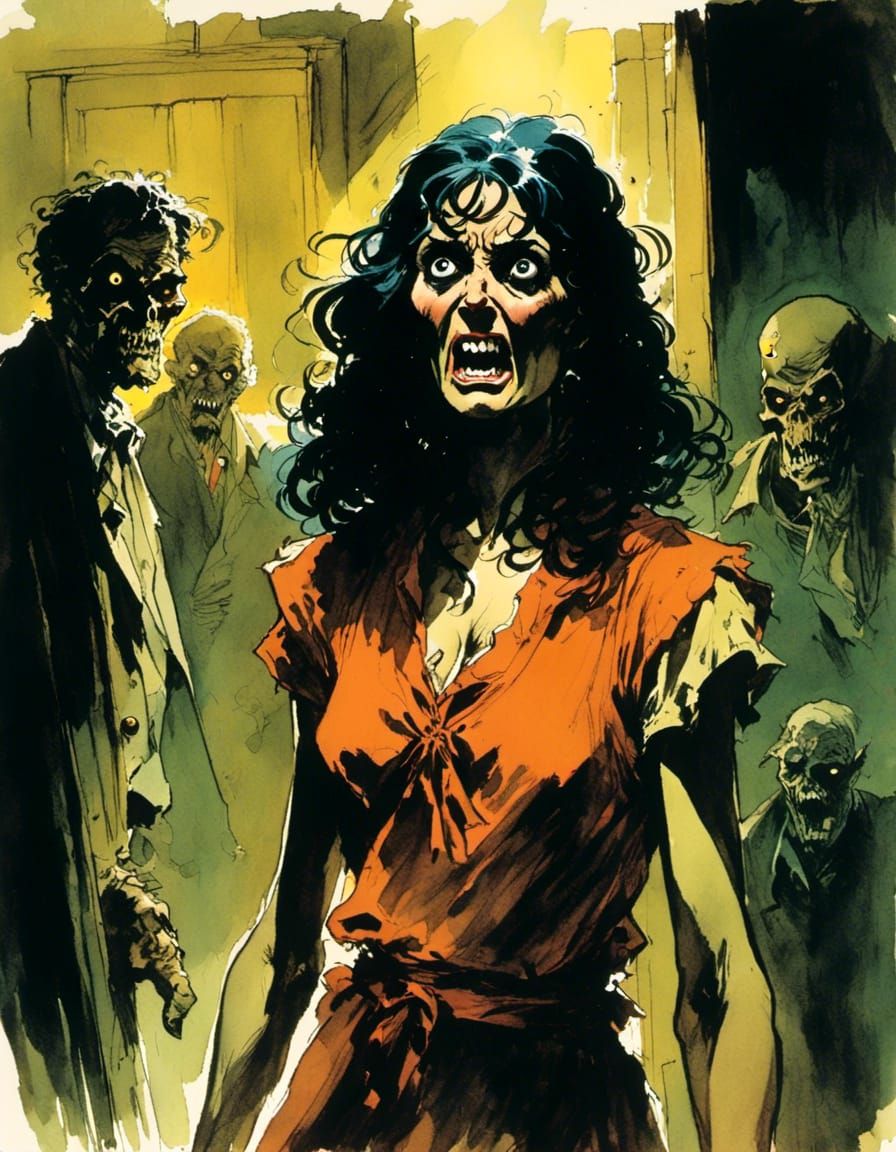 Terrified Damsel in Haunted Museum: Dramatic Portrait