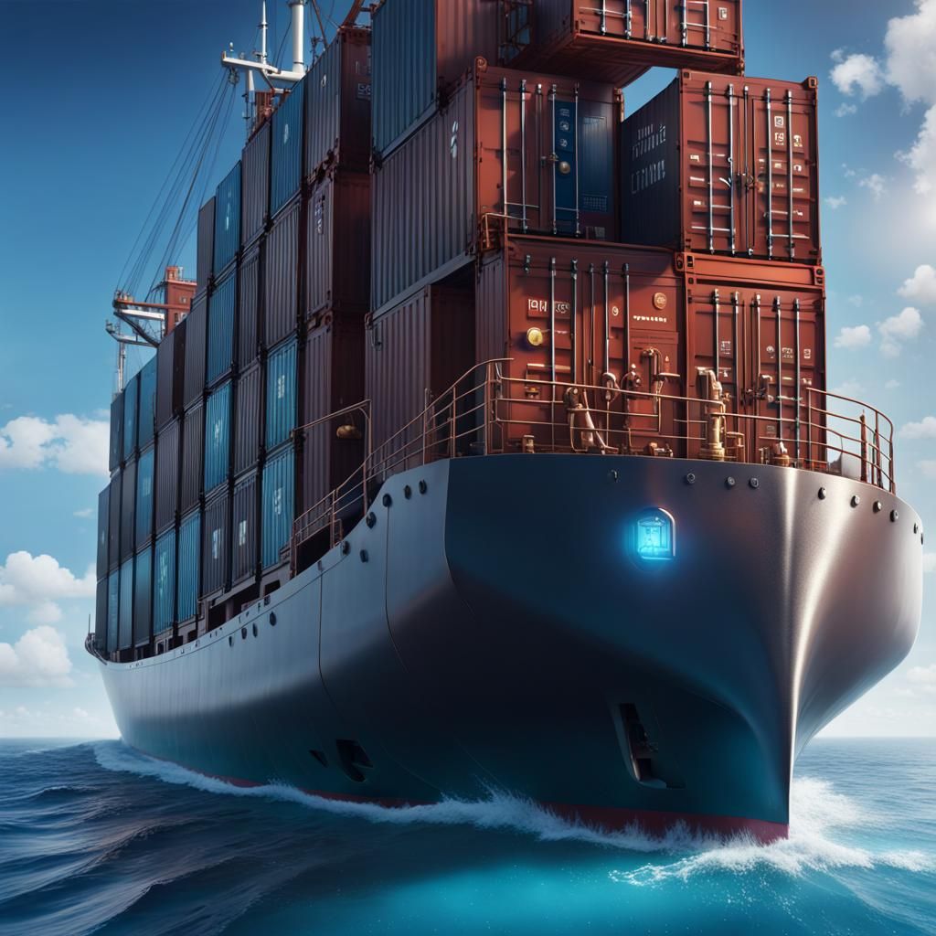 Container Ship Logo Concept in Detailed Digital Painting