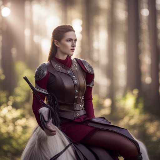 Mord Sith on White Horse in Forest