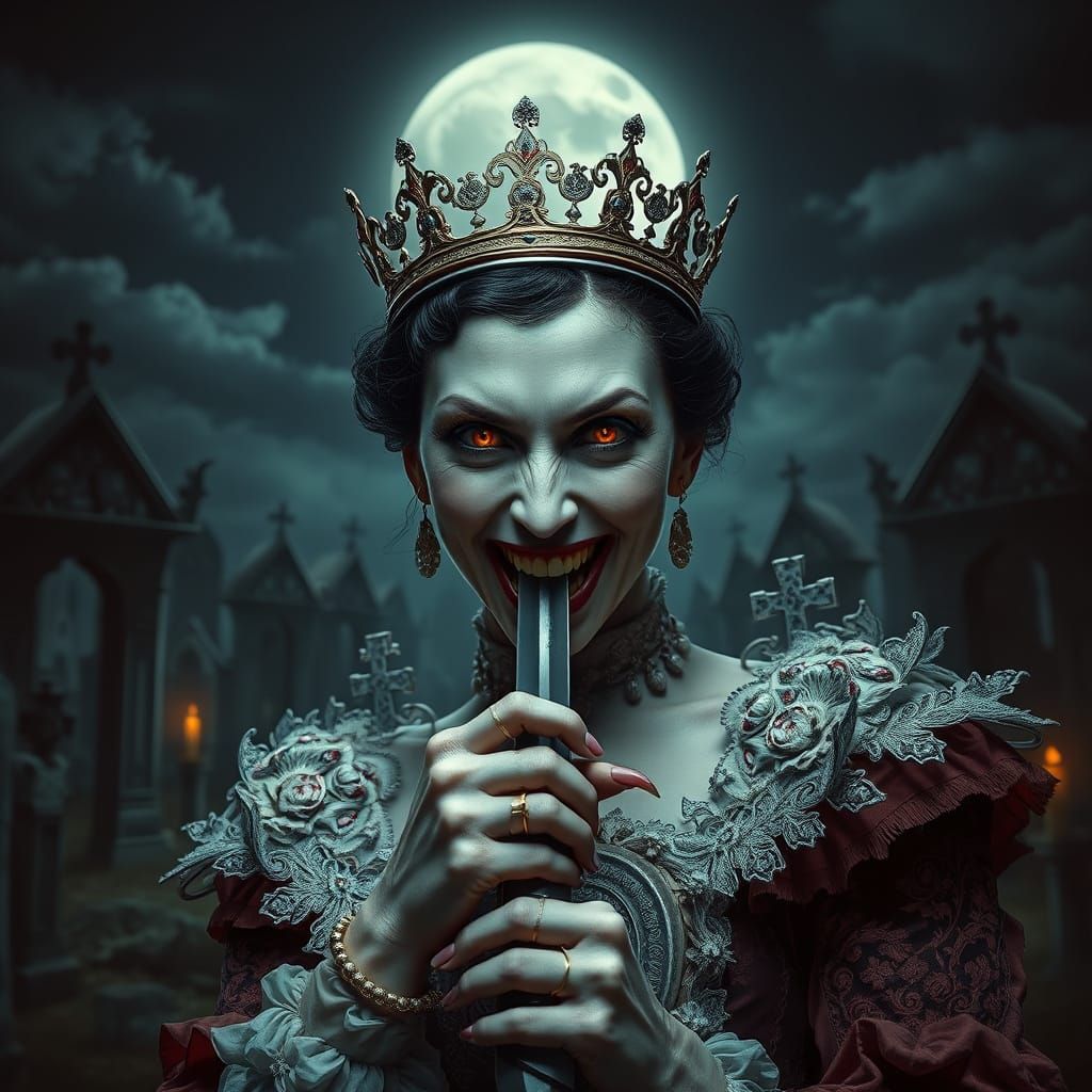 Vampire Queen Portrait in Photorealistic Style