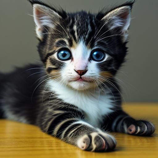 Adorable Kitten Portrait Generated by AI