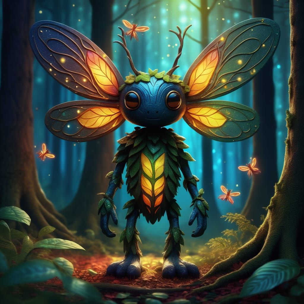 Whimsical Wood Creature in a Magical Forest