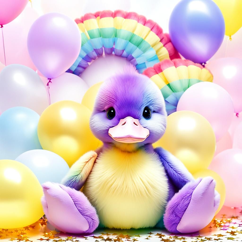 Rainbow Plush Duckling's Birthday Party