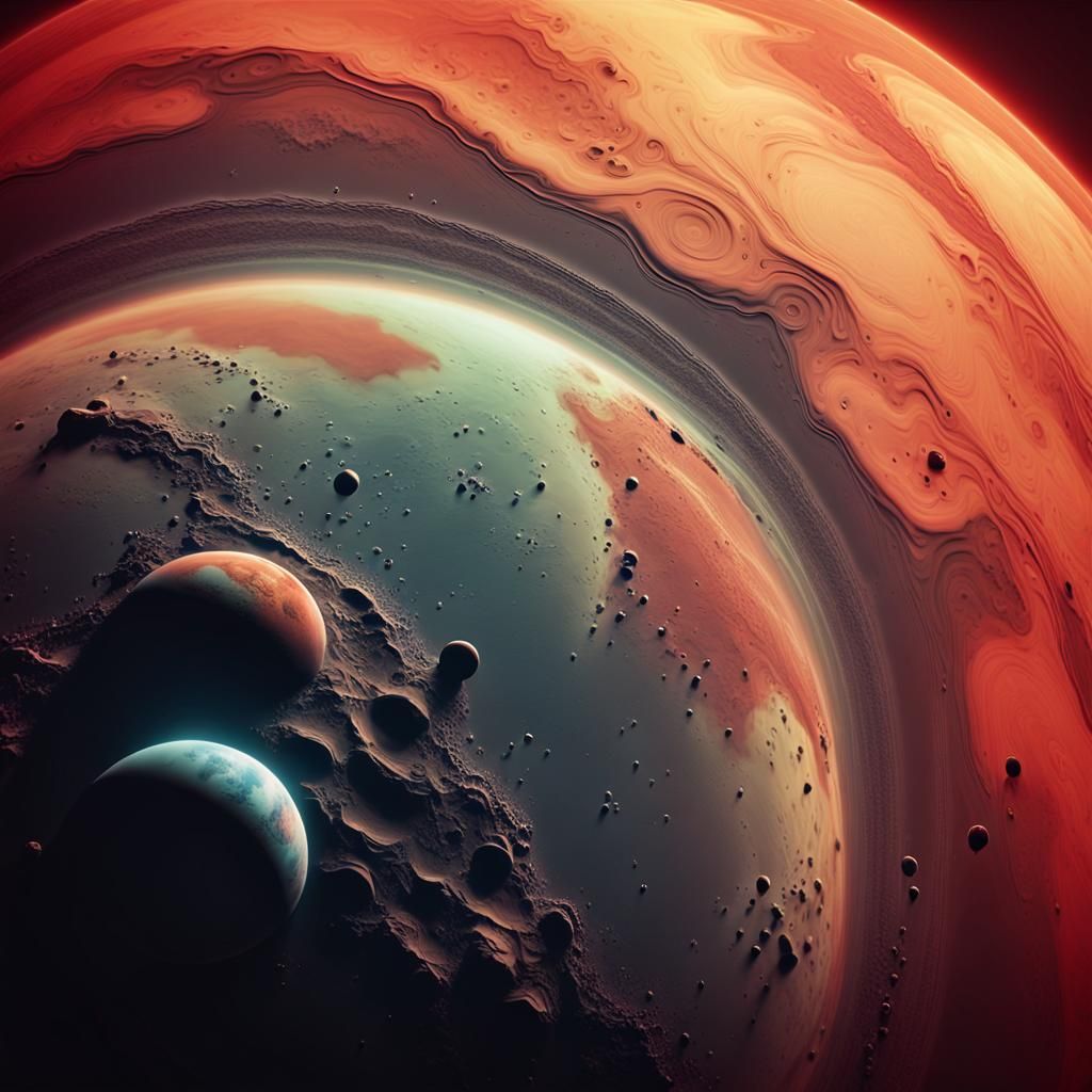 Abstract Mars with Revolving Solar System: Cinematic Film St...