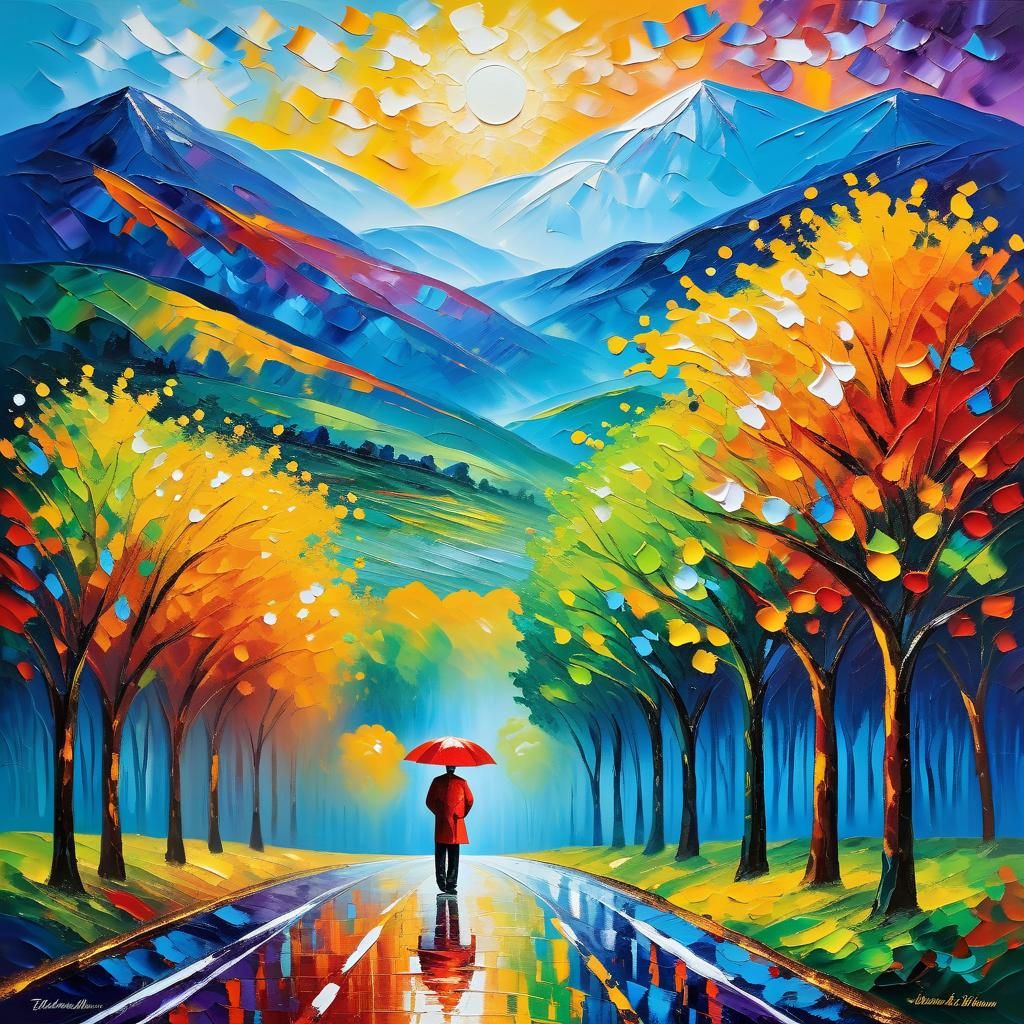 Abstract Oil Painting in Expressionist Style