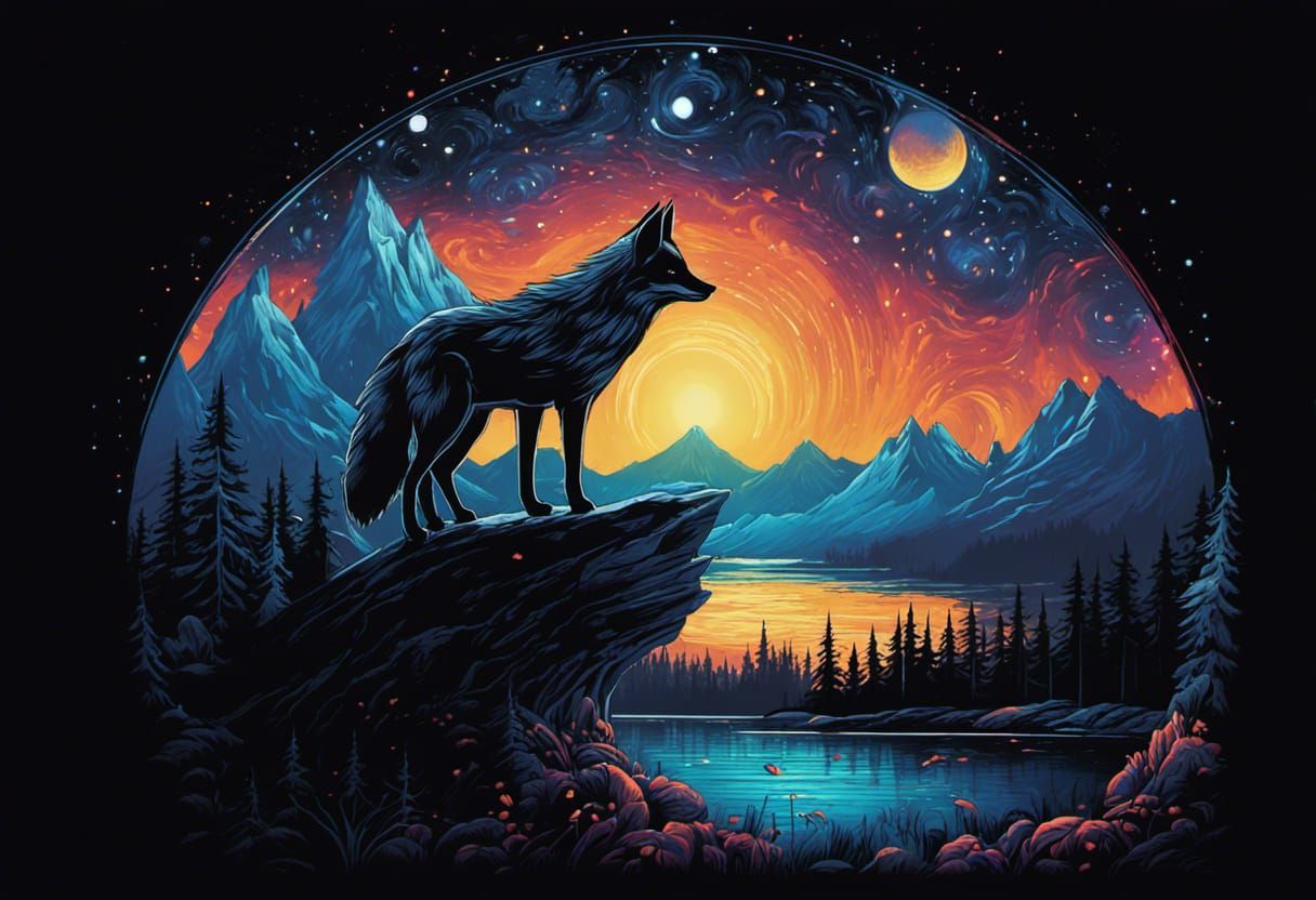 Black Fox Portrait in Gothic Comicbook Style