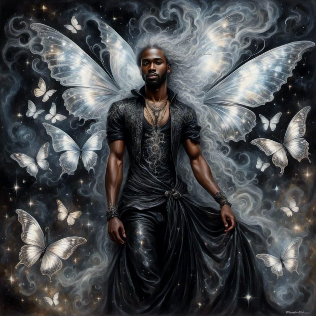 Goth Metalhead Butterfly Fairy with Electrical Sparkles