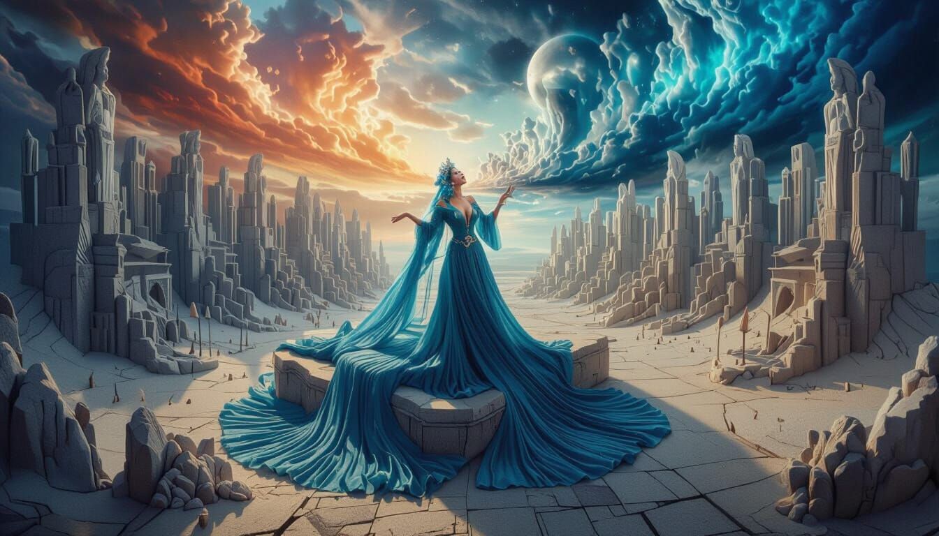 The Fifth Element Diva in Blue Gown Singing