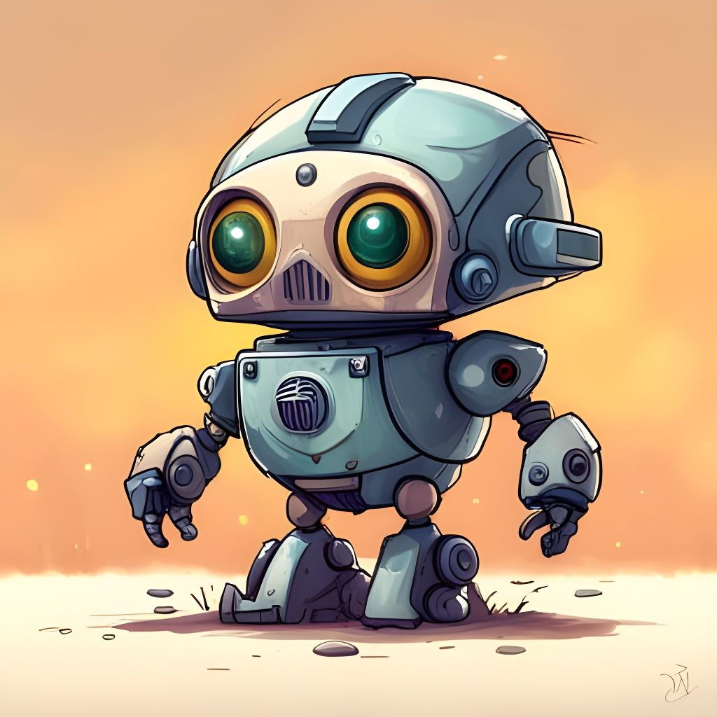 Cute Chibi Mecha Robot Digital Illustration