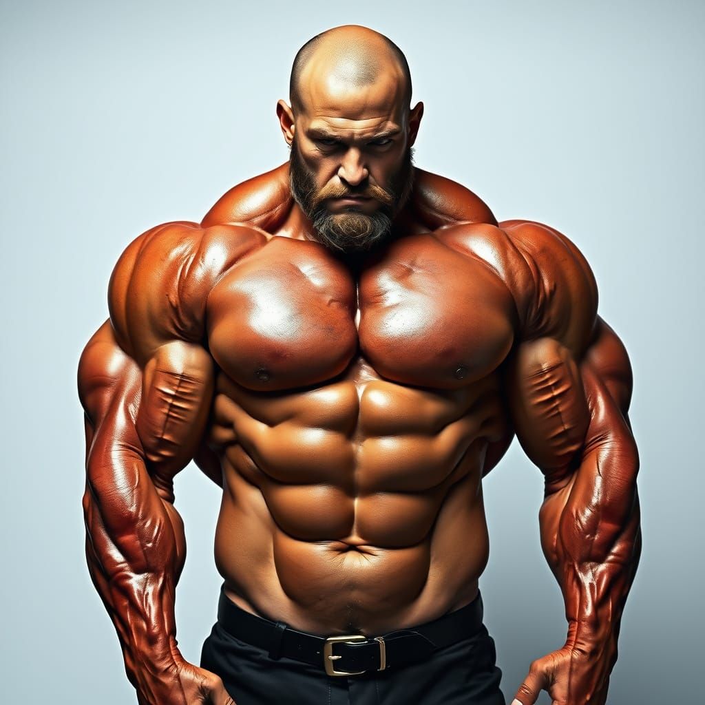 Chiseled Superhuman Bodybuilder with Enormous Muscles
