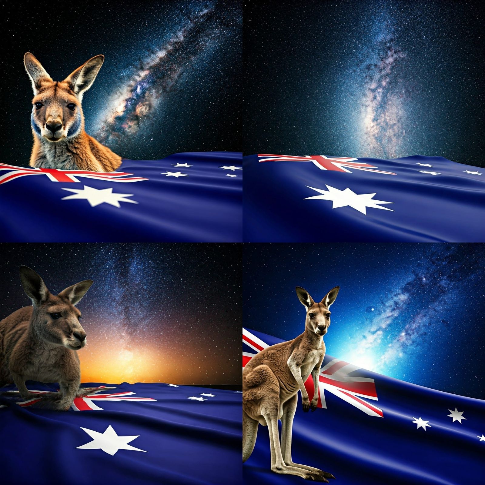 Australian Flag Redesign with Kangaroo, Hyperrealistic Style