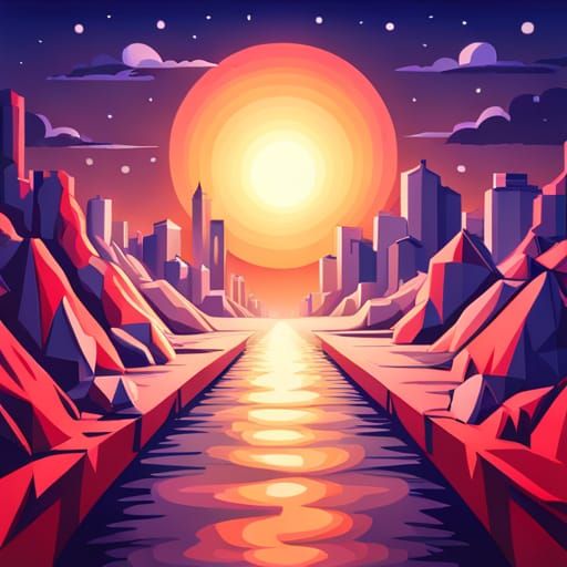 Geometric Alignment of Planets in Cubist Art Deco Style