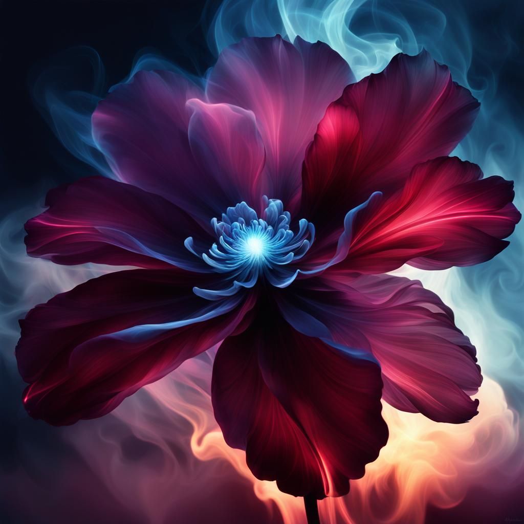 Bioluminescent Smoke Flower in Nebula Space