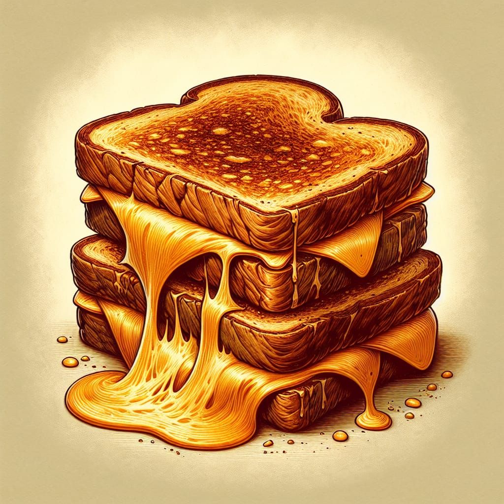 Vintage Storybook Grilled Cheese Illustration