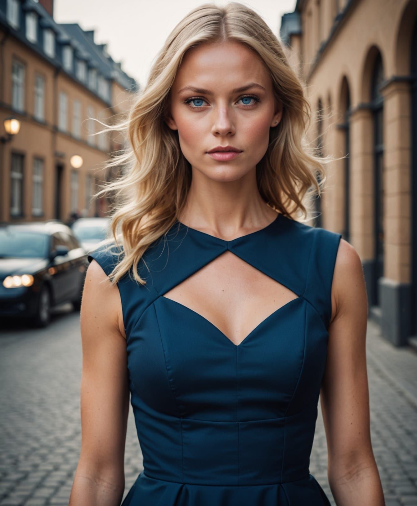 Blonde Fashion Model in Dramatic Pose