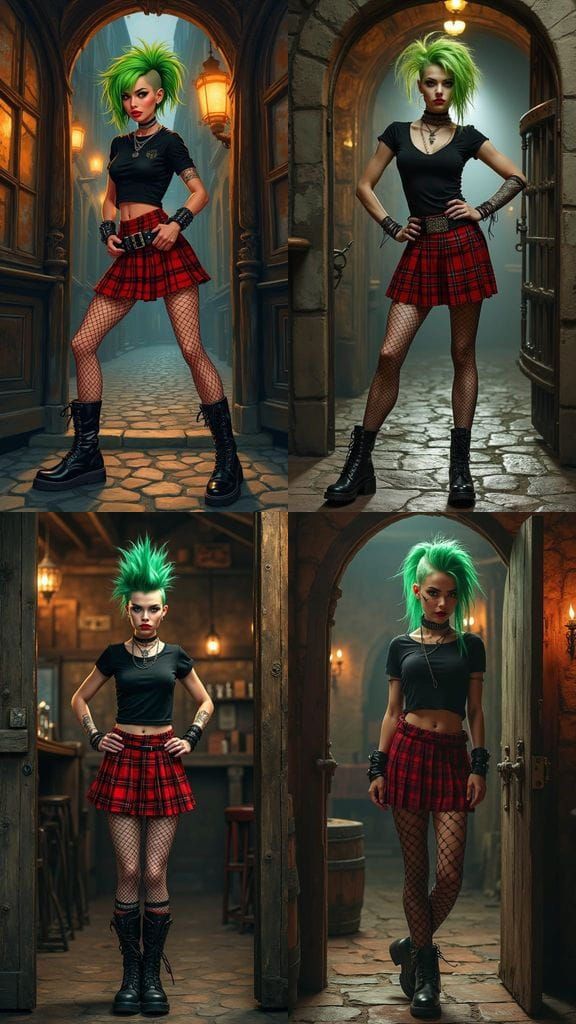 Punk Warrior Maiden in Medieval Tavern