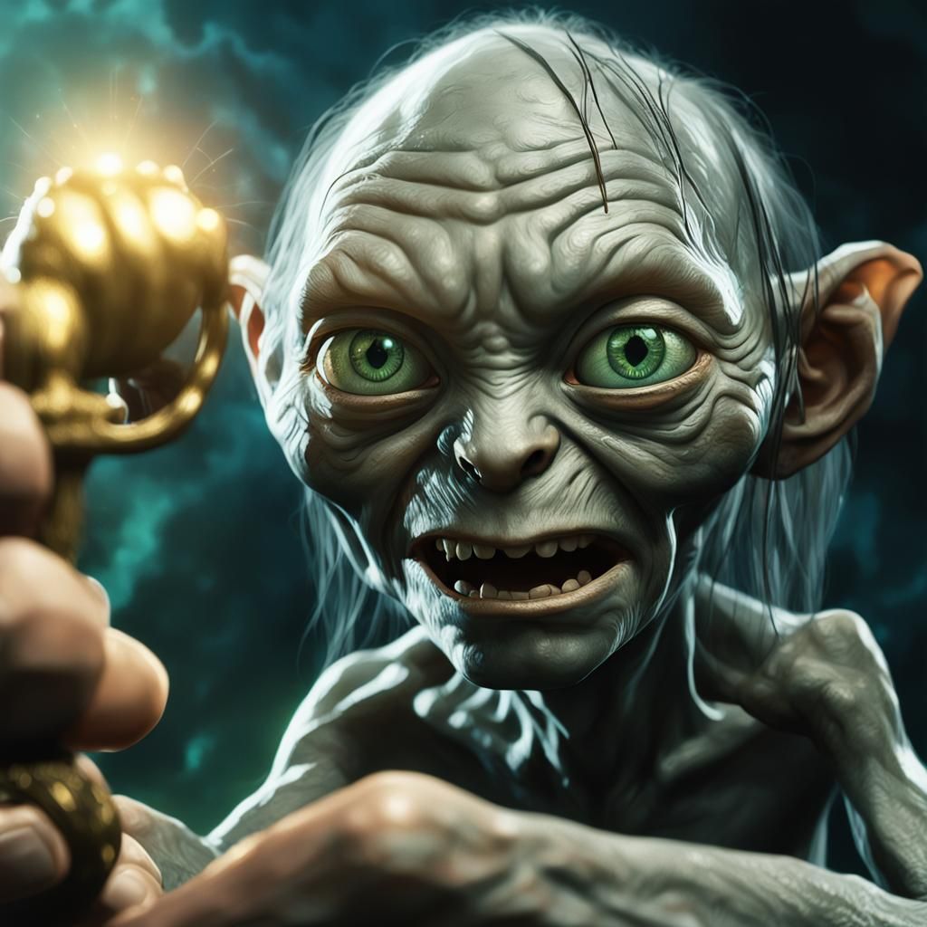 Gollum Holds the Key: Hyperrealistic Movie Scene